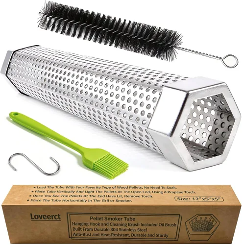 Miniatura 6 de Tubo de humo para ahumador de pellets de 12 pulgadas, tubo de ahumador de 5 horas de humo en caliente/frío, tubo de fumar, para añadir sabor ahumado