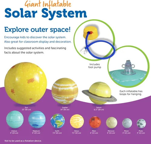 Miniatura 7 de Learning Resources Sistema solar inflable gigante, kit de proyectos, modelo espacial y planeta, globo de aula de constelación, regalos de proyectos
