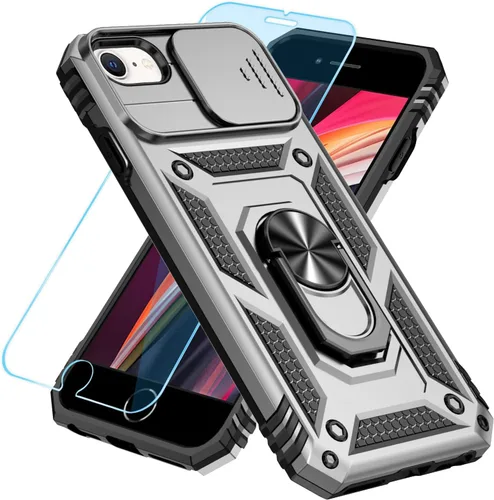 Miniatura 2 de SunStory Compatible con iPhone SE 2022/2020/3ª/2ª / 6/7/8 Funda con protector de pantalla HD y cubierta deslizante para la cámara y soporte