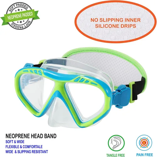 Miniatura 3 de Gafas de natación para niños, cubierta de nariz, gafas para niños sin tirones de pelo,Máscara de natación para niños antiniebla 1 unidad: dinosaurio