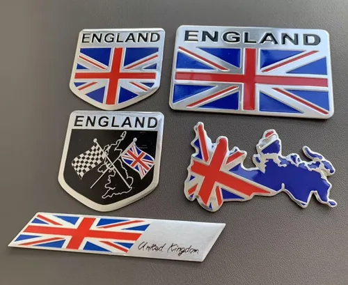 Miniatura 2 de 5 piezas de calcomanías de emblema de bandera de la Unión Jack británica de metal para autos, camiones y SUV, calcomanías patrióticas de la bandera