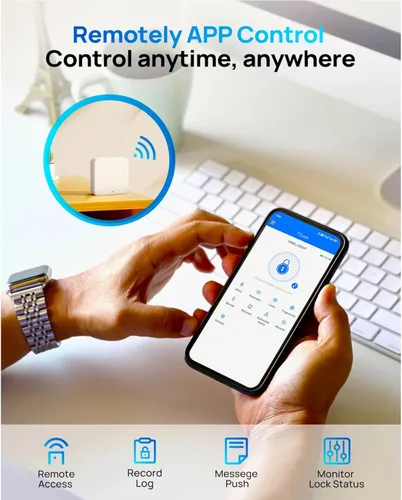 Miniatura 4 de Juego de cerradura inteligente WiFi para puerta de entrada sin llave con manija de puerta delantera, desbloqueo biométrico de huellas dactilares