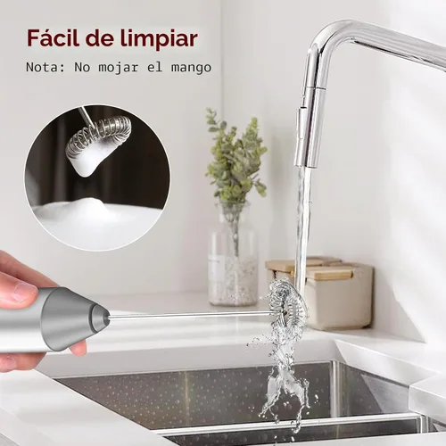 Miniatura 7 de Bonsenkitchen Espumador de leche de mano con soporte, espumador de café eléctrico, varilla espumadora de mano portátil mezclador de bebidas