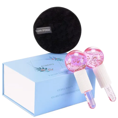Miniatura 9 de Globos de hielo para cara, 2 globos faciales para herramienta de masaje, masajeador facial de piel fría, aprieta la piel, reduce la hinchazón