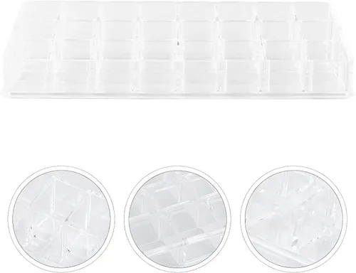 Miniatura 7 de Caja de almacenamiento de lápiz labial acrílico, 24 rejillas, organizador de maquillaje, vitrina de cosméticos, contenedor de escritorio para brillo