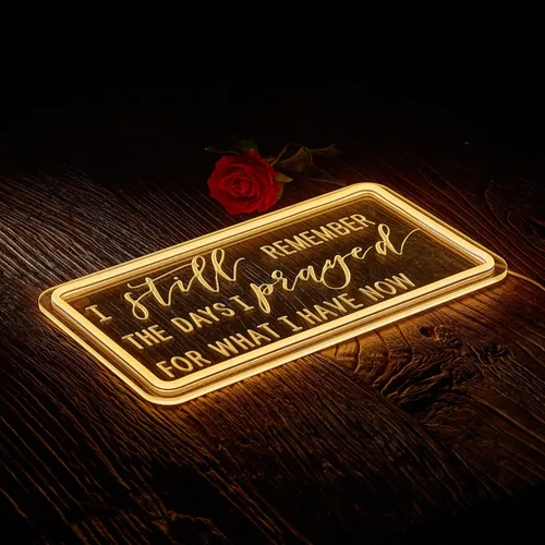 Miniatura 3 de Letrero de neón con texto en inglés "Pray I Still Remember The Days I Prayed for What I Have Now" para decoración de pared, luz LED de neón