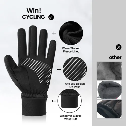 Miniatura 4 de Guantes de invierno para hombres y mujeres guantes de pantalla táctil mejorados resistentes al viento guantes térmicos cálidos para ciclismo correr