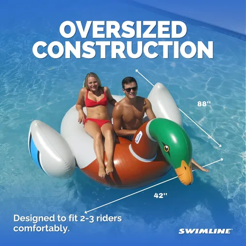 Miniatura 4 de SWIMLINE Flotador Original 90621 de Cisne Inflable Gigante para Piscina Flotador Montable de Descanso con Patas Estables Alas Grande Montable