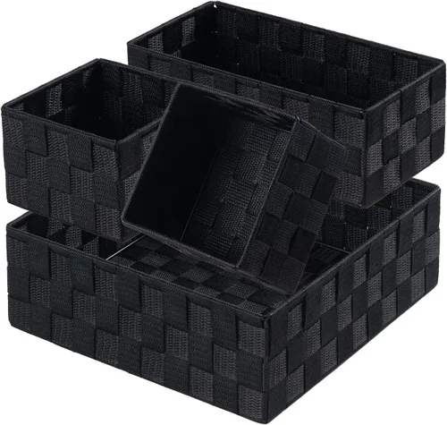 Miniatura 22 de Posprica Caja de almacenamiento tejida, cubo, cesta, contenedor, organizador divisor para cajón, armario, estante, aparador (blanco)