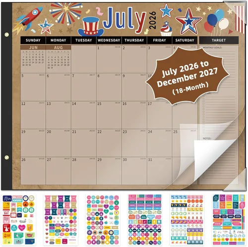 Miniatura 13 de Ospelelf Calendario de escritorio 2026-2027, calendario magnético para refrigerador, 12 x 17 pulgadas, calendario de pared de 18 meses, uso de enero