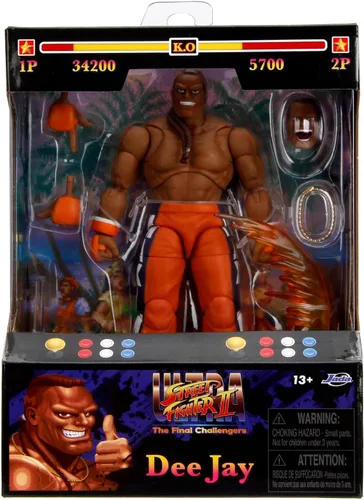 Miniatura 3 de Jada Toys - Figura de acción de Street Fighter II Dee Jay Wave 3 - Escala 1:12, 6 pulgadas de alto, cabezas intercambiables, manos y accesorios