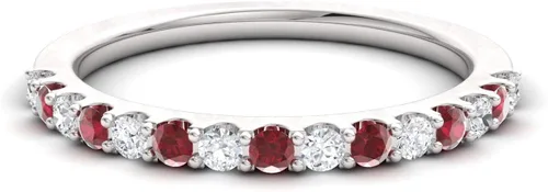 Miniatura 2 de Diamondere Anillo de boda de diamantes y piedras preciosas naturales y certificadas en oro blanco de 14 quilates Banda apilable de 0.38 quilates