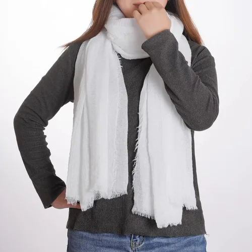 Miniatura 3 de Bufanda larga de lino para mujer, mezcla de algodón, estilo vintage, suave, para playa