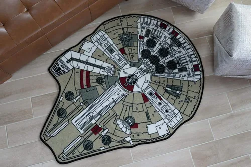Miniatura 5 de Alfombra pequeña de Star Wars con diseño del Halcón Milenario de Han Solo 39 x 52 pulgadas Halcón Milenario Negro