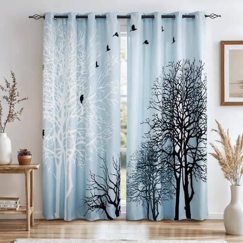 Miniatura 11 de SUBRTEX - Cortinas opacas de 52Wx63L, cortinas florales para oscurecer la habitación, cortinas de ventana aisladas térmicamente de 2 paneles