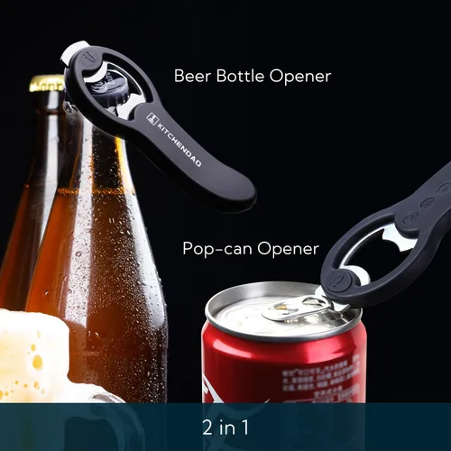 Miniatura 2 de KITCHENDAO Abrebotellas de cerveza magnético 2 en 1 para refrigerador y RV con receptor de tapas, abrelatas de soda, se adhiere al refrigerador
