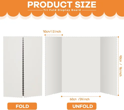 Miniatura 2 de Henoyso 12 piezas de 36 x 48 pulgadas de tablero de póster blanco de triple pliegue, gran tablero de presentación desplegable de papel blanco