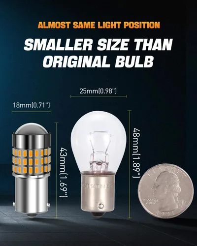 Miniatura 4 de 1156 Bombillas LED Ámbar Amarilla Luz de Señal de Giro 400% de Brillo 1141 1003 7506 Bombillas LED P21W Usadas para Luces Intermitentes Luz Trasera
