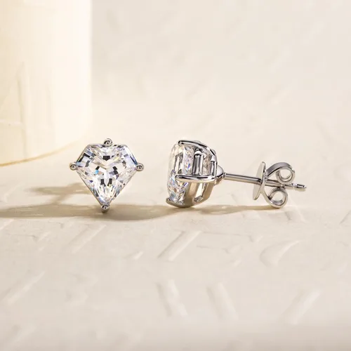 Miniatura 4 de 3cttw-6cttw Cubic Zirconia Stud Earrings 5A Grade CZ Diamond Shaped Earrings for Women Men