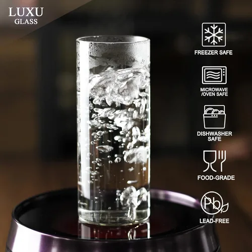 Miniatura 2 de LUXU Vasos para beber de 12 onzas, juego de 4 vasos altos finos, cristalería de bar elegante para agua, jugo, cerveza, bebidas y cócteles y bebidas