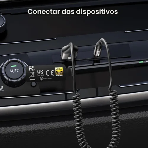 Miniatura 4 de UGREEN Adaptador auxiliar para automóvil Bluetooth 6.0 con LDAC, adaptador auxiliar de 0.138 in micrófono incorporado, receptor de audio Bluetooth