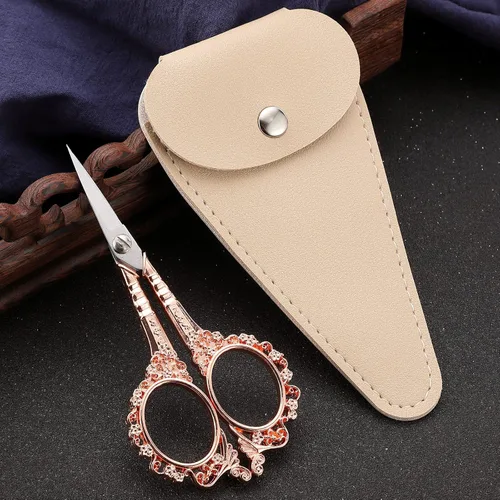 Miniatura 3 de Tijeras de costura, tijeras de bordado, tijeras de ganchillo de oro rosa de 4.5 pulgadas con funda para manualidades, punto de cruz, costura, obras