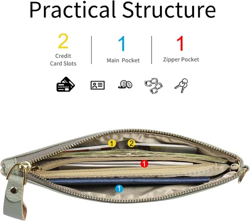 Miniatura 2 de GOIACII Carteras para mujer, bloqueo RFID, ultradelgadas, cuero real, tarjetero de crédito