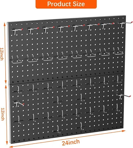 Miniatura 3 de TORACK Organizador de Pared de Tablero Perforado de Metal 24" x 24" o 12" x 48", 70 PIEZAS Tablero Perforado de Almacenamiento de Herramientas
