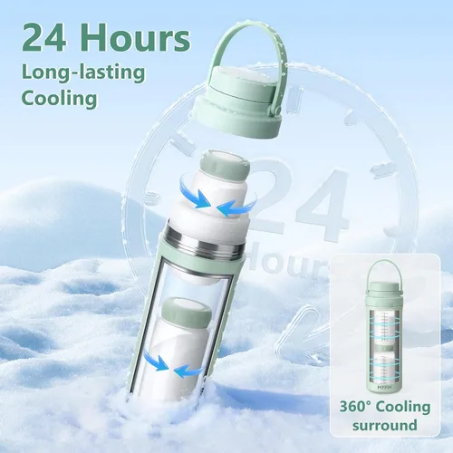Miniatura 2 de MYPIN Enfriador portátil de leche materna de 22 onzas para exteriores, tubos de enfriamiento de 360° durante 24 horas con 2 biberones de bebé