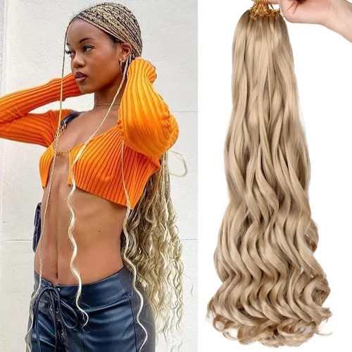 Miniatura 32 de Unionbeauty - Cabello rizado francés trenzado de 10 pulgadas, trenzas rizadas estilo Bob francés, cabello de ganchillo, 8 paquetes de trenzas