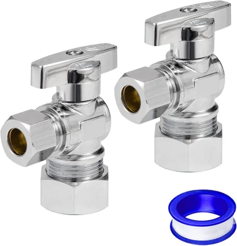 Miniatura 12 de Válvula de Parada Recta Pex de 1/2", Válvula de Cierre para Lavabo e Inodoro, Paquete de 2 Válvulas de Parada Recta Giratorias 3/8" DE Compresión X