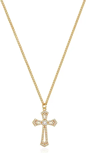 Miniatura 134 de Fettero - Collar con dije de cruz de fe, chapado en oro de 14 K, cadena fina, minimalista, simple, pequeña, para oración, regalo de joyería religiosa