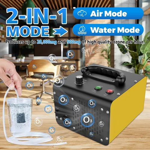 Miniatura 2 de JOBYNA Generador de ozono Agua Aire, 28,000 mg/h Modo de aire y 500 mg/h Modo de agua Purificador de aire de ozono, Máquina de ozono doméstico e