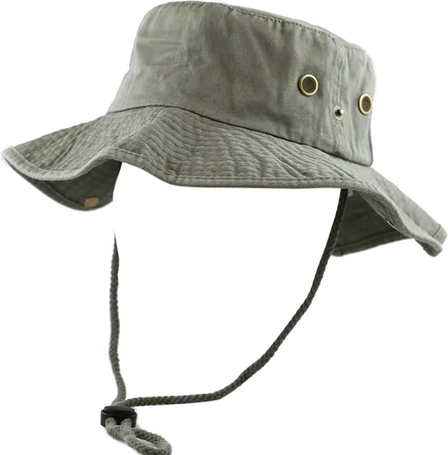 Miniatura 4 de The Hat Depot - Sombrero de safari, de algodón lavado a la piedra, de ala ancha, plegable, doble cara y sombrero de pesca 2. Algodón - Oliva