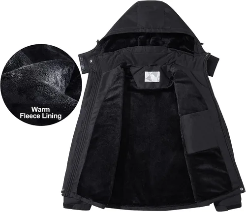 Miniatura 3 de CAMEL CROWN Chaquetas de esquí de invierno cálidas para mujer abrigo de nieve impermeable con capucha chaqueta de lluvia resistente al viento