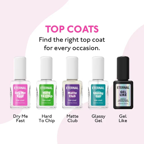 Miniatura 7 de Eternal Capa superior de secado rápido Sellador de esmalte de uñas de alto brillo de secado rápido, acabado transparente resistente a las manchas