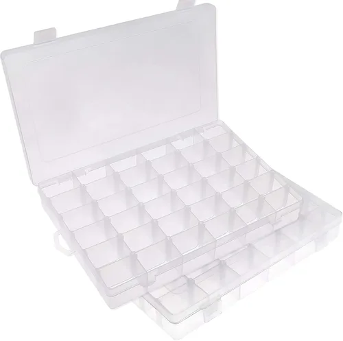 Miniatura 12 de Opret Organizador de 15 cuentas (4 unidades), caja organizadora de aretes, pequeños recipientes de plástico con divisores ajustables