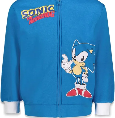 Miniatura 6 de SEGA Sonic The Hedgehog - Sudadera con capucha de vellón con cremallera para cosplay Azul