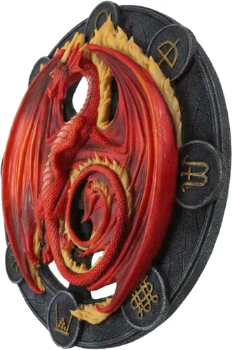Miniatura 5 de Ebros Gift Wicca Neo Paganism Sabbats Rueda del Año Fantasía Dragón con símbolos sagrados Decoración de pared Escultura por Anne Stokes Dragons