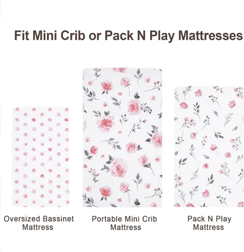 Miniatura 7 de david's kids - Juego de 3 sábanas para mini cuna, sábanas suaves y transpirables de primera calidad para Pack N Play para bebés, niños y niñas