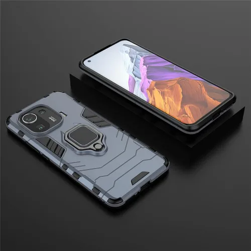 Miniatura 5 de Compatible con funda Xiaomi Mi 11 Pro, soporte de anillo de metal a prueba de golpes (funciona con soporte magnético para automóvil), cubierta Azul