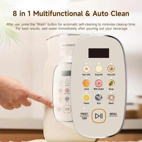 Miniatura 3 de Joydeem Máquina para fabricar leche de nueces, control de temperatura ajustable, 46oz almendra, soja, avena, licuadora de bebidas no lácteas a base