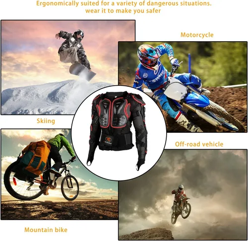 Miniatura 6 de RIDBIKER - Protector de blindaje desmontable, de cuerpo completo, para motocicleta, chaqueta de carreras, motocross, camisa protectora para pecho
