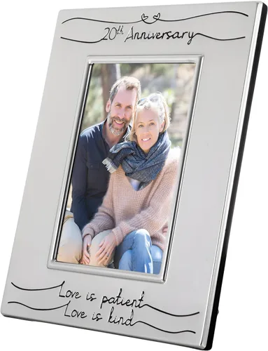 Miniatura 3 de Haysom Interiors Hermoso Marco de Fotos Plateado de Dos Tonos para 20º Aniversario de 4" x 6" con Terciopelo Negro Idea de Regalo Única
