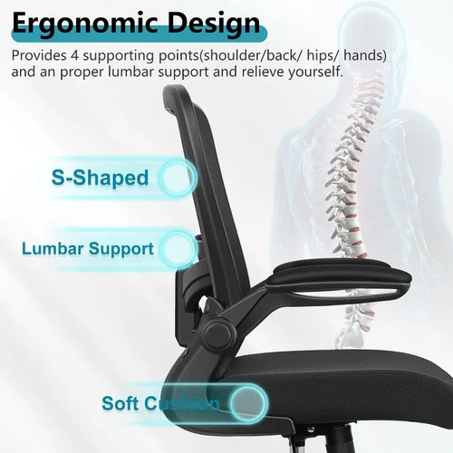 Miniatura 3 de FelixKing Silla de Oficina, Silla de Escritorio Ergonómica con Malla Respirable, Respaldo Alto Ajustable con Soporte Lumbar, Reposabrazos Abatibles