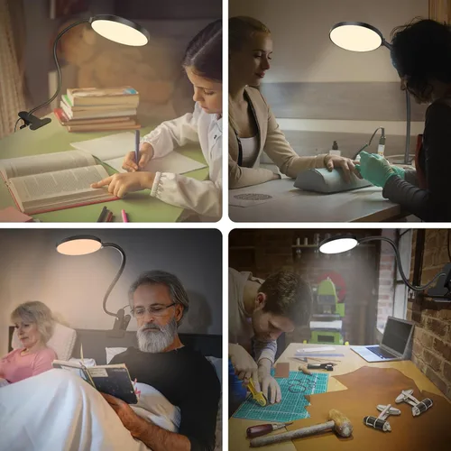 Miniatura 8 de iFalarila Luz de lectura con control remoto, lámpara de escritorio LED con clip [temporizador de 1 hora y luz nocturna] RA>95 regulable cuello