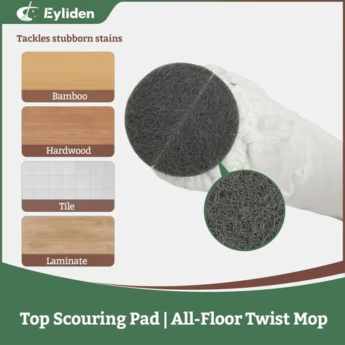 Miniatura 3 de Eyliden Trapeador giratorio – Simple, mango largo de 57 pulgadas, trapeador de cuerda de microfibra autoescurrido para limpieza de suelos, atrapa