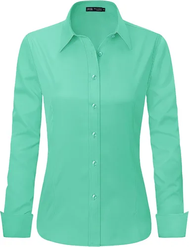 Miniatura 29 de J.VER - Camisas de vestir para mujer, diseño de manga larga, con botones, antiarrugas, blusa de trabajo unicolor