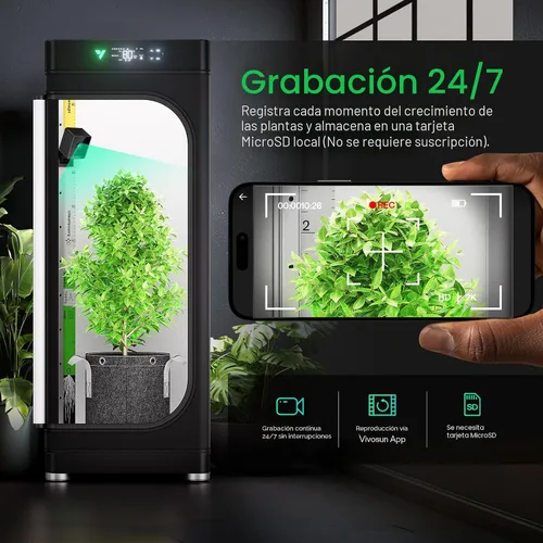 Miniatura 6 de VIVOSUN GrowCam C4, cámara inteligente WiFi 2K QHD para carpa de cultivo y caja de cultivo inteligente VGrow, compatible con WiFi de 2.4GHz