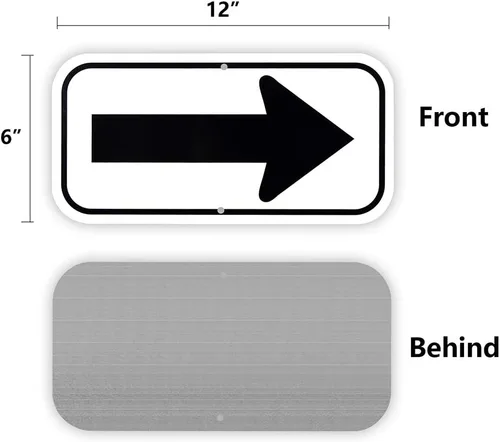 Miniatura 2 de Paquete de 2 letreros de flecha, para uso en interiores o exteriores, 12 x 6 pulgadas, letrero reflectante de aluminio libre de óxido, protección UV